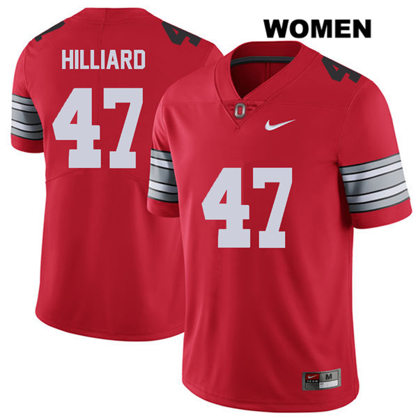 Ohio State Buckeyes Women's Justin Hilliard #47 Red Authentic Nike 2018 Spring Game College NCAA Stitched Football Jersey ZE19L12AZ